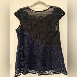 Deletta Black and Navy Lace Blouse